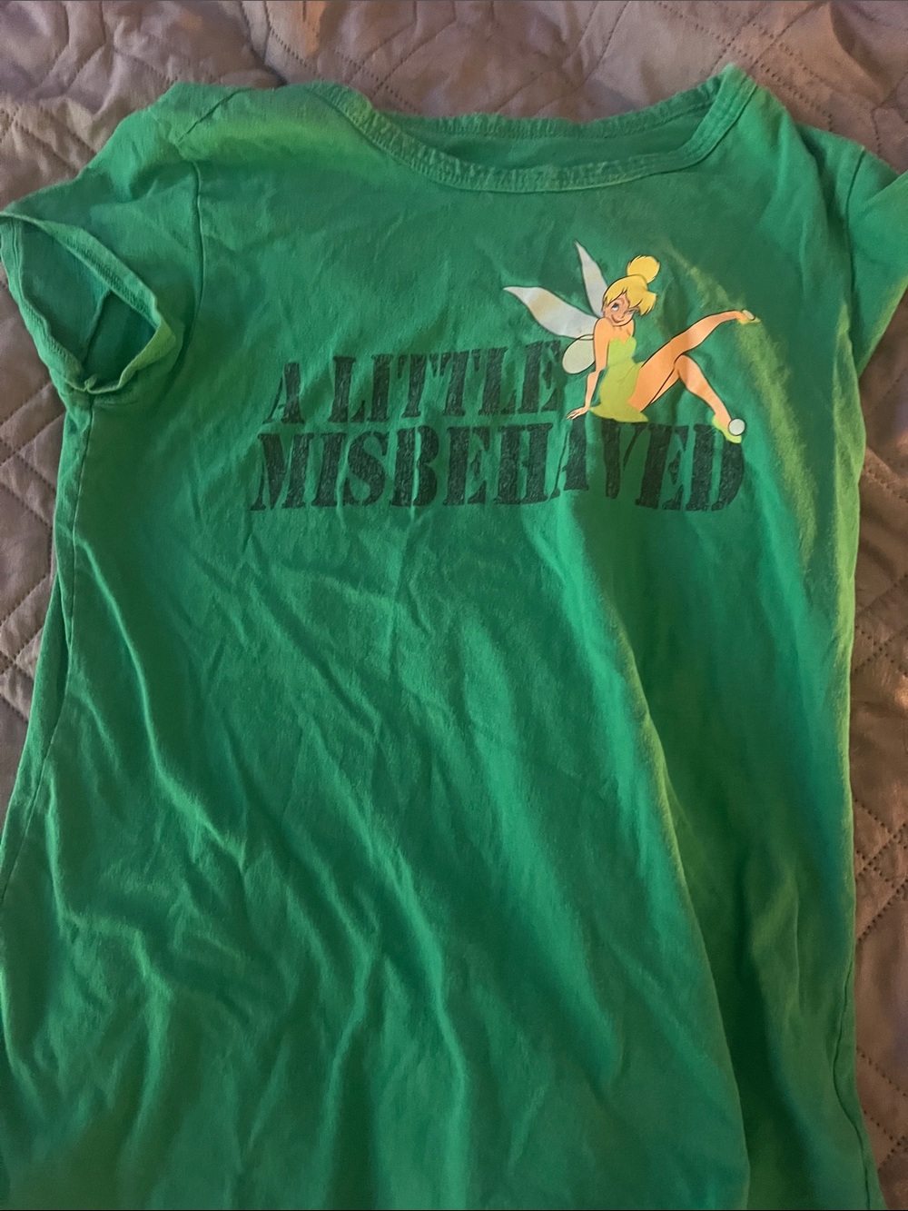 Disney Green Tinker Bell 'A Little Misbehaved' Short Sleeve Tee